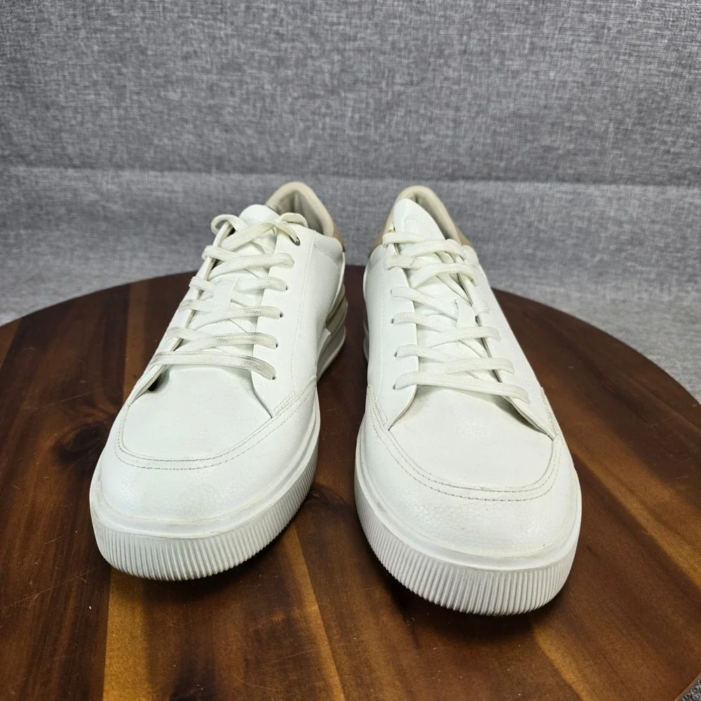 Zara Mens Low Top Sneakers White Tan Minimalist Lace Up 2201/921/001 EU 43 US 10